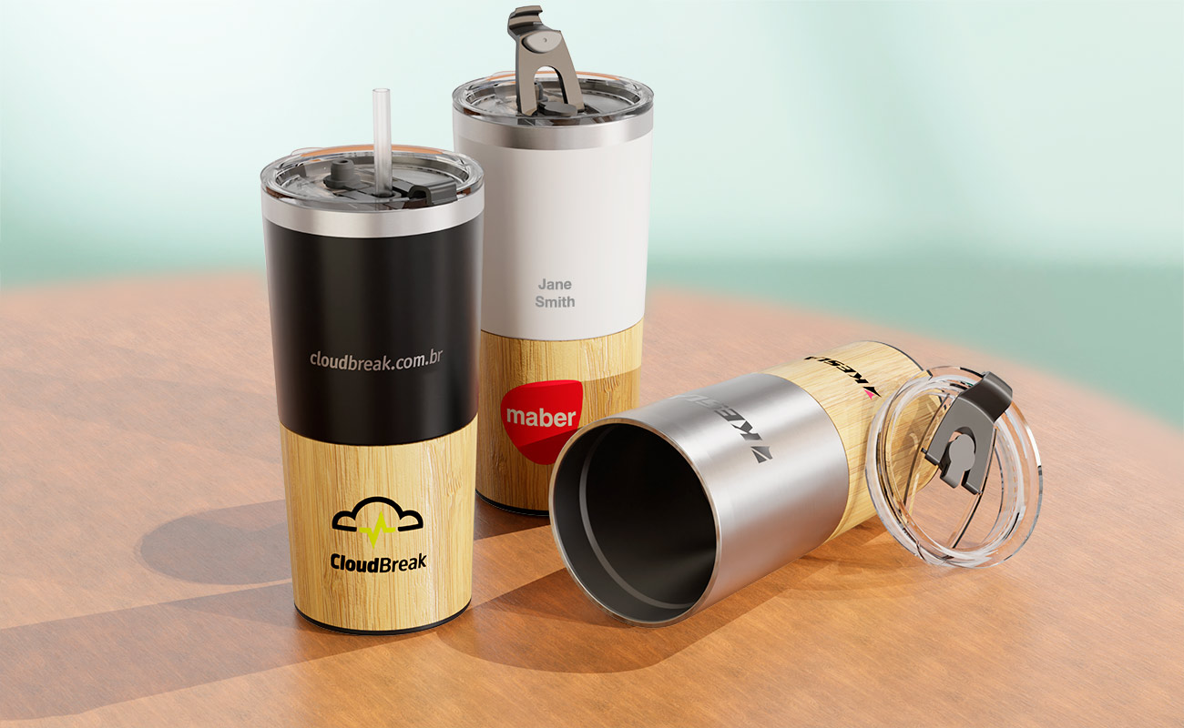Metro Bamboo - Reisebecher mit Logo